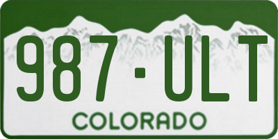 CO license plate 987ULT