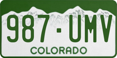 CO license plate 987UMV