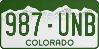 CO license plate 987UNB