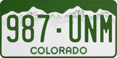 CO license plate 987UNM