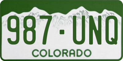 CO license plate 987UNQ