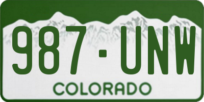 CO license plate 987UNW