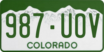 CO license plate 987UOV