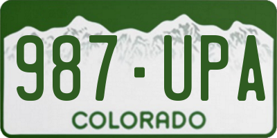 CO license plate 987UPA