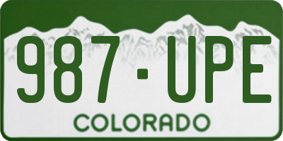 CO license plate 987UPE