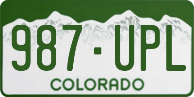 CO license plate 987UPL