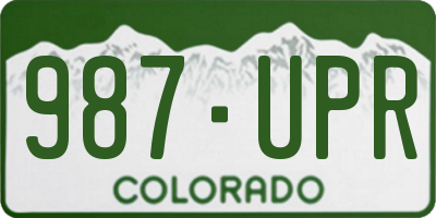 CO license plate 987UPR