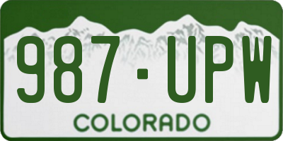 CO license plate 987UPW