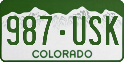CO license plate 987USK