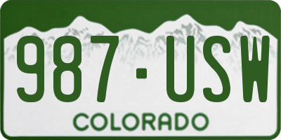 CO license plate 987USW