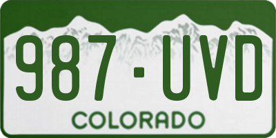 CO license plate 987UVD