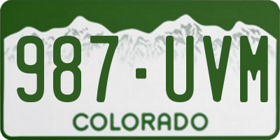 CO license plate 987UVM
