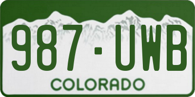 CO license plate 987UWB