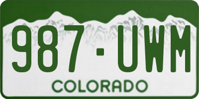CO license plate 987UWM