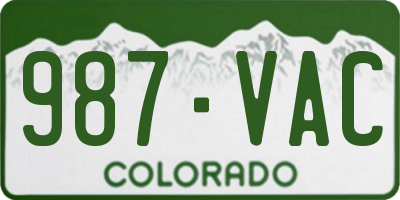 CO license plate 987VAC