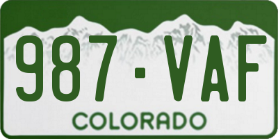CO license plate 987VAF