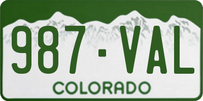 CO license plate 987VAL