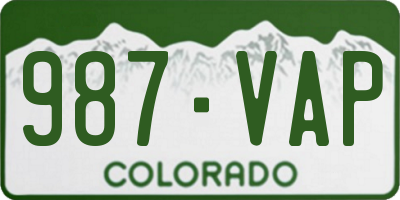 CO license plate 987VAP