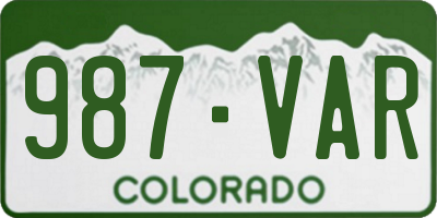CO license plate 987VAR