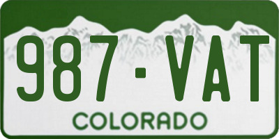 CO license plate 987VAT