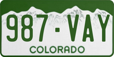 CO license plate 987VAY
