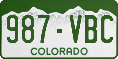 CO license plate 987VBC