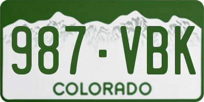 CO license plate 987VBK