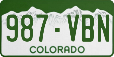 CO license plate 987VBN