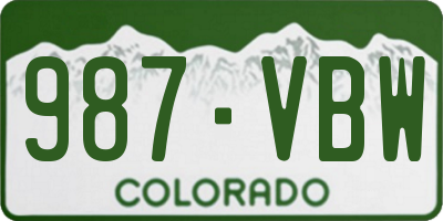 CO license plate 987VBW