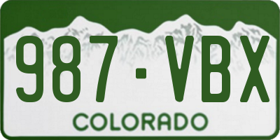 CO license plate 987VBX