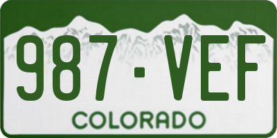 CO license plate 987VEF