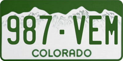 CO license plate 987VEM