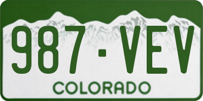 CO license plate 987VEV
