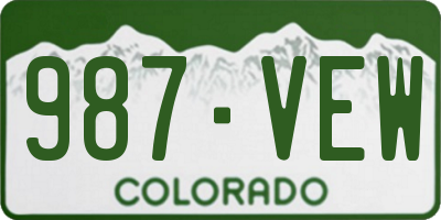 CO license plate 987VEW