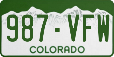 CO license plate 987VFW