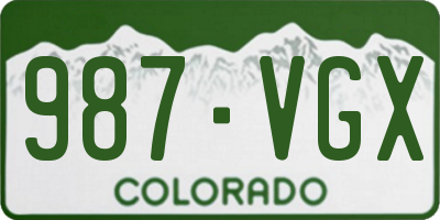CO license plate 987VGX