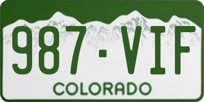 CO license plate 987VIF