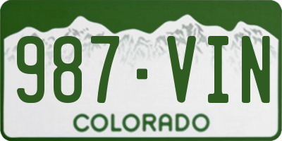 CO license plate 987VIN