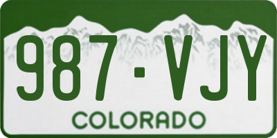 CO license plate 987VJY