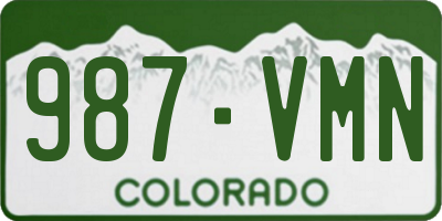 CO license plate 987VMN