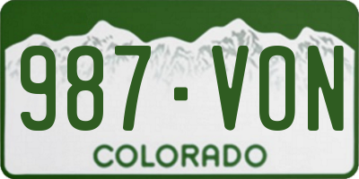 CO license plate 987VON