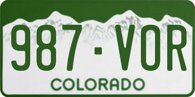 CO license plate 987VOR