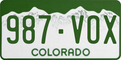 CO license plate 987VOX
