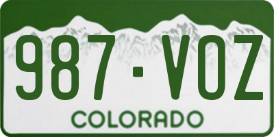 CO license plate 987VOZ