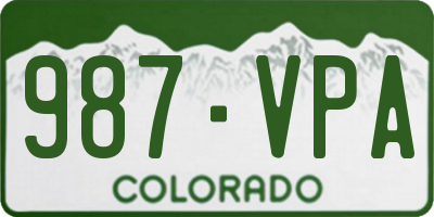 CO license plate 987VPA