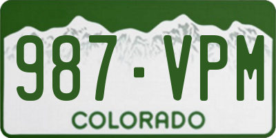CO license plate 987VPM