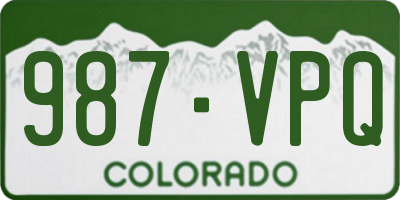 CO license plate 987VPQ