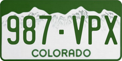 CO license plate 987VPX