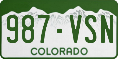 CO license plate 987VSN