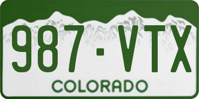 CO license plate 987VTX